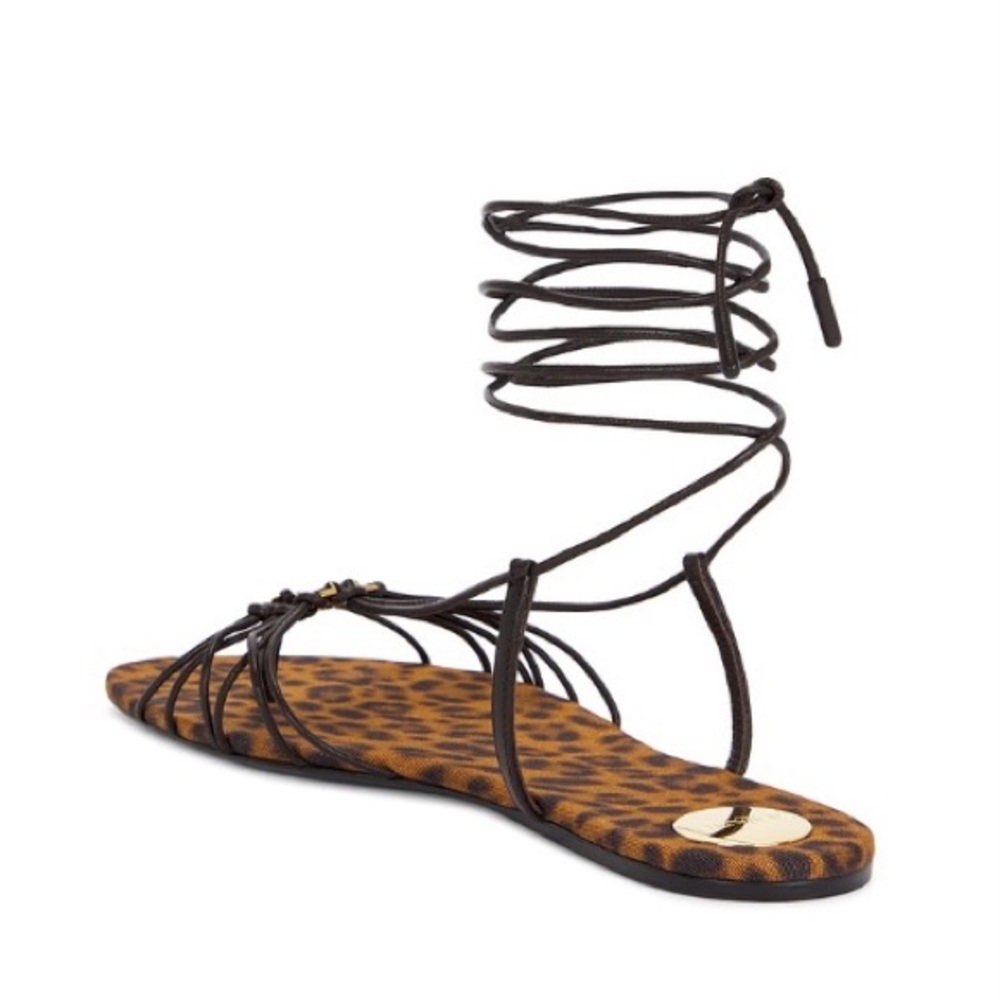 SAINT LAURENT Babylone YSL logo ankle strap leopard sandals - Picture 6 of 6
